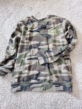 Vans Men's Camouflage Crewneck Sweatshirt - Green, Brown, Black